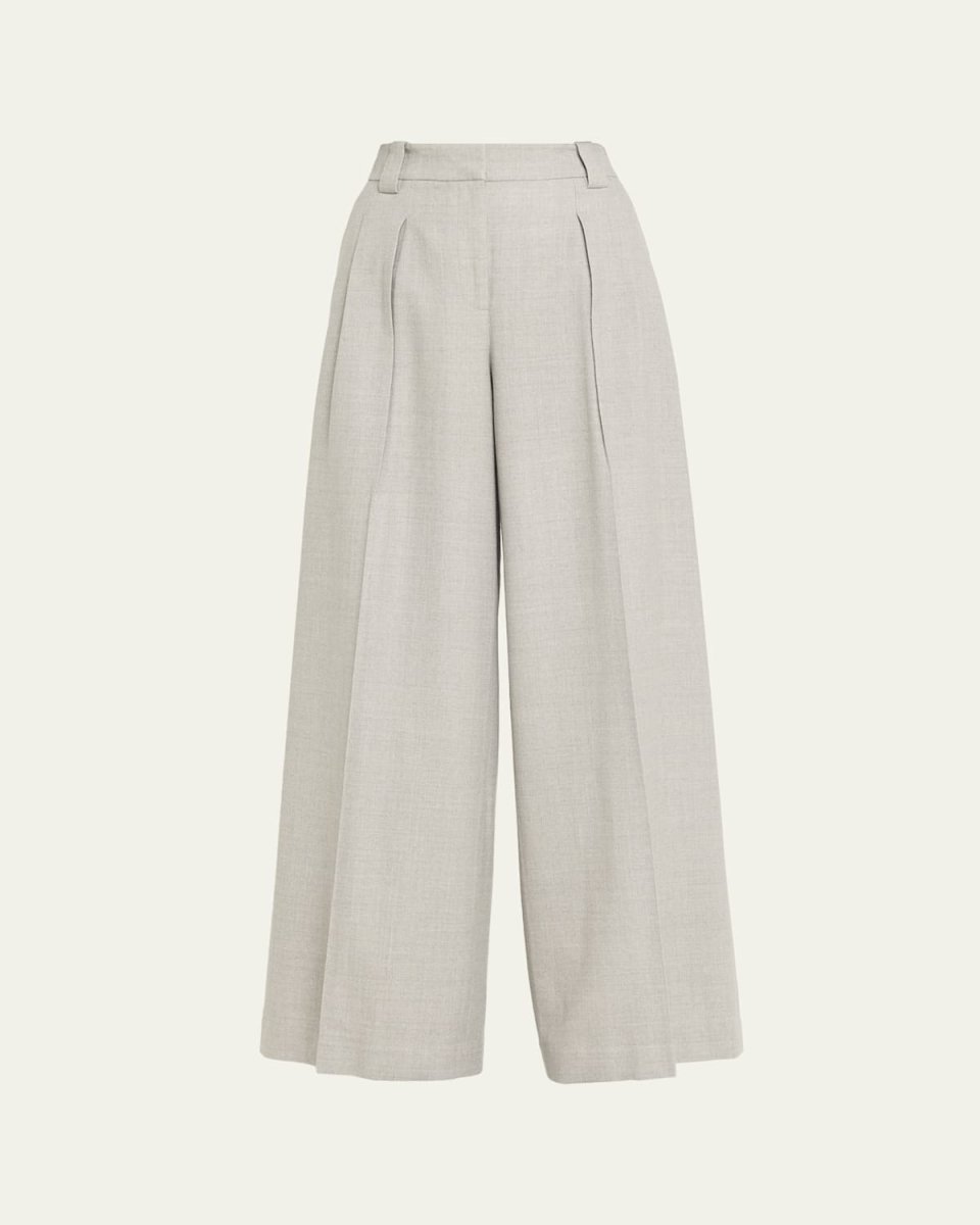 Wyatt Pleated Wide-Leg Wool-Blend Pants